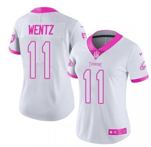 Women White Pink Limited Rush jerseys-105